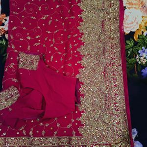 Bridal Rani Pink Colour Saree