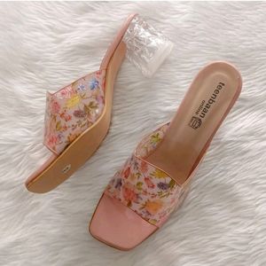 Crystal Flower Heel Nude Peach Women Footwear 👠👡