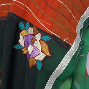 Tricolor Embroidery Work Saree