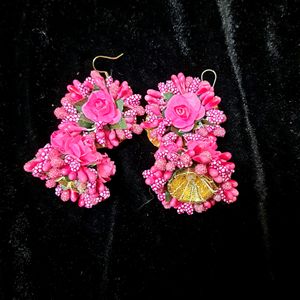 Floral Earrings Pink N Yellow