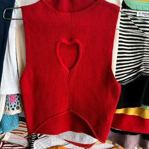 Beautiful Cherry Red Heart Shaped Crop Top