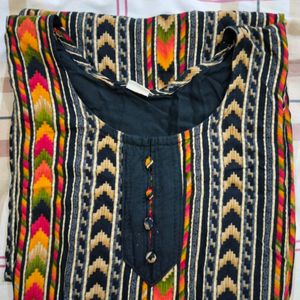 Black Printed Kurta Like New Plus Size