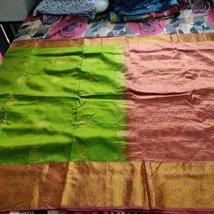 Green And Pink Silk Saree