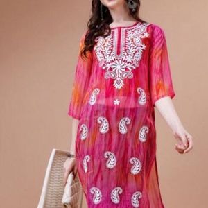 Tie Die Chikankari Kurta