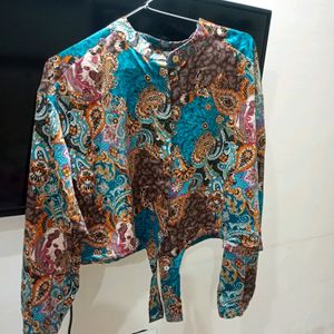 Multicolored Satin Short Shirt In Amazing Quality