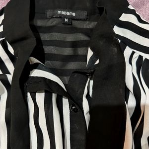 Black White Strips formal Top