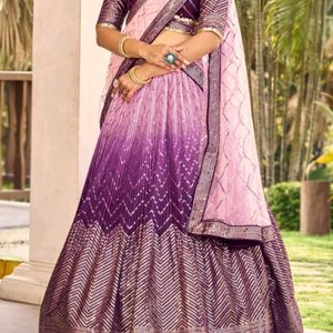 Purple Sequins Lahanga Choli