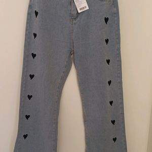Embroidered Heart Designed Regular fit Jean