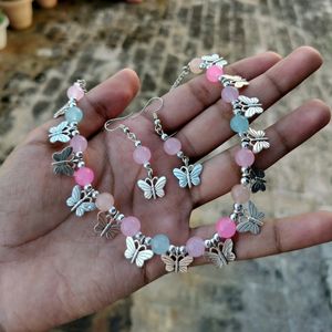 Beautiful Butterfly Pastel Colour Necklace Sets