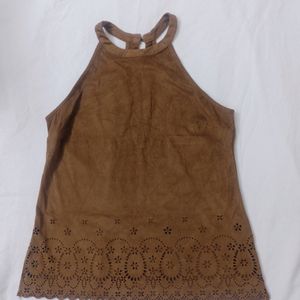 Brown Velvet Party Wear Top