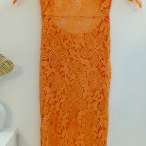 For Love And Lemons Orange Lace Dress