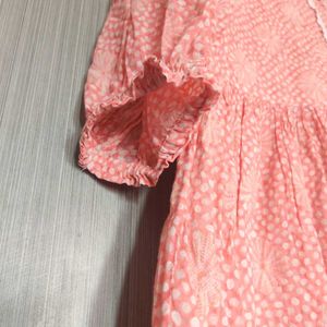 Short Anarkali Chikankari Kurti