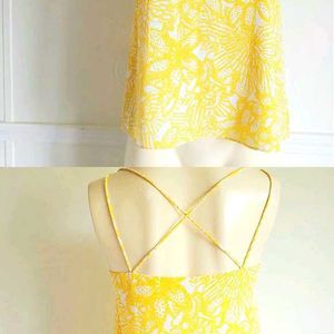 H&M Yellow Spaghetti Back Style strappy top