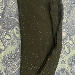 Black With Golden Glitter Work Scarf