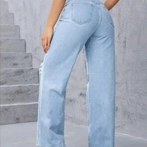 New With Tag Straight Fit Ripped Jeans