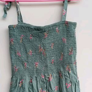 Green Floral Print Two Piece Tops