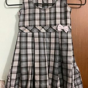 Checked Grey Frock With Concealed Zipper