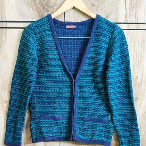 Blue Design Cardigan Size-32