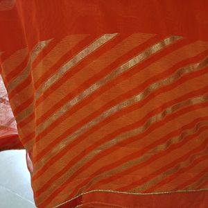 Orange Synthetic Saree