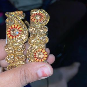 2 Set Of Ethnic Gold Bangles