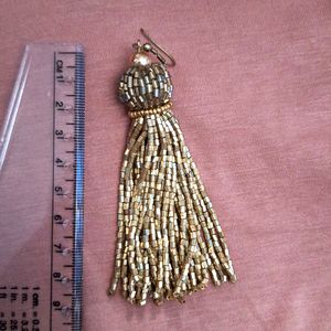 Long Golden Sequin Tassel Earrings