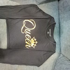 Black Queen Crop Top Full Sleeve