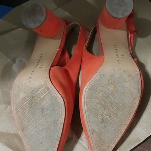 Orange Suede Slingback Heels