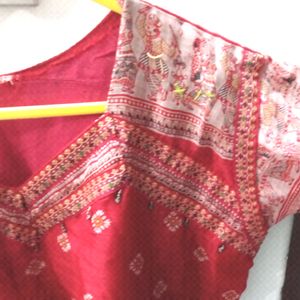 Beautiful Red Cotton Silk Kurta