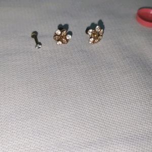 2 Pure Gold Noise Flower Pins