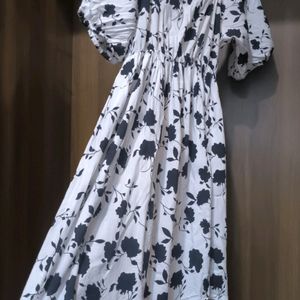 Black & White Printed Flared Dress