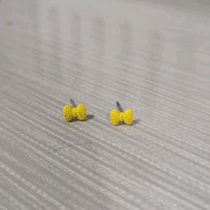 bow ribbon yellow earring stud