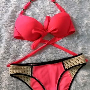 Hot Pink Imported Fabric Bikini Set 👙