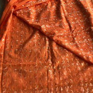 Orange Embroided Dress Material Set(Women’s)