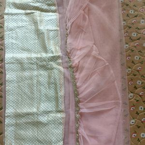 Brand New Net Peach Colour Saree