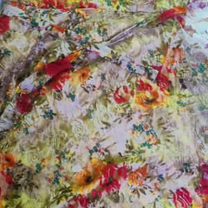 Golden Colourful Floral Frock