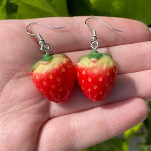 Strawberry Earrings Kawai Retro