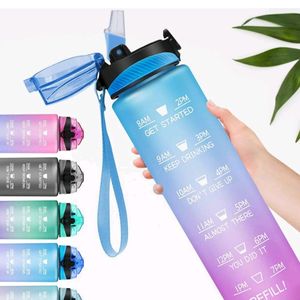 Motivational Water Bottle with Straw & Time Marker