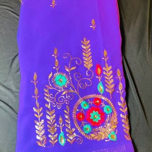 MAGENTA COLOR SAREE EMBROIDERY WORK