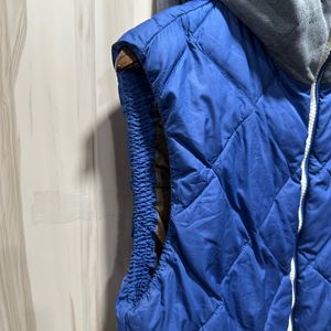 NII Quilted Sleeveless Blue Hooded Jacket