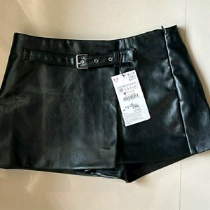 ZARA Faux Leather Belted Skort!