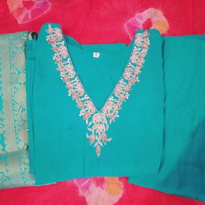 V Neck Trending Kurta Plazo Pant With Dupatta