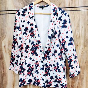 White Printed Coat Size-36