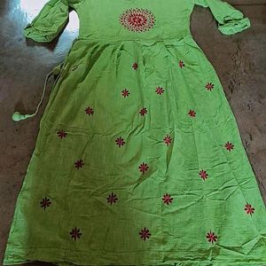 Hand Embroidery work sides Cut Long Kurti