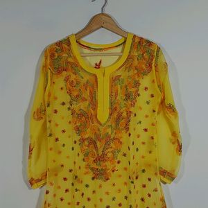 Yellow Lucknowi Kurti