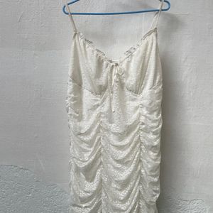 H&M White lace Trimmed draped Dress