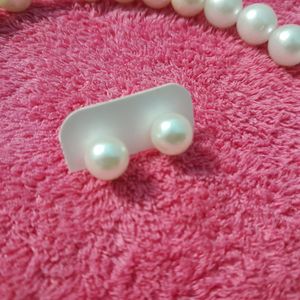 Pearl Earing With Neckpiece Set