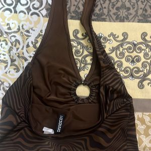 Halter Neck Brown Top