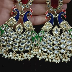 Meenakari Work Peacock Shaped Ethnic Drop Earrings