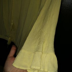 Lemon Yellow, Cotton Top With Tassels