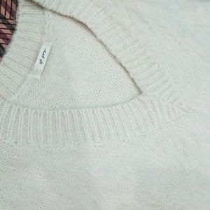 Oversized Korean White Winter Top